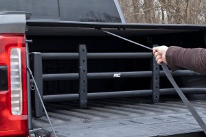 Ford F-250 Super Duty Retractable Bed Cover - Rough Country - Weather-resistant Vinyl with Rigid Aluminum Panel - Matte Black - '17-'24 Ford F-250 Super Duty Retractable Bed Cover - Rough Country - Weather-resistant Vinyl with Rigid Aluminum Panel - Matte Black - '17-'24